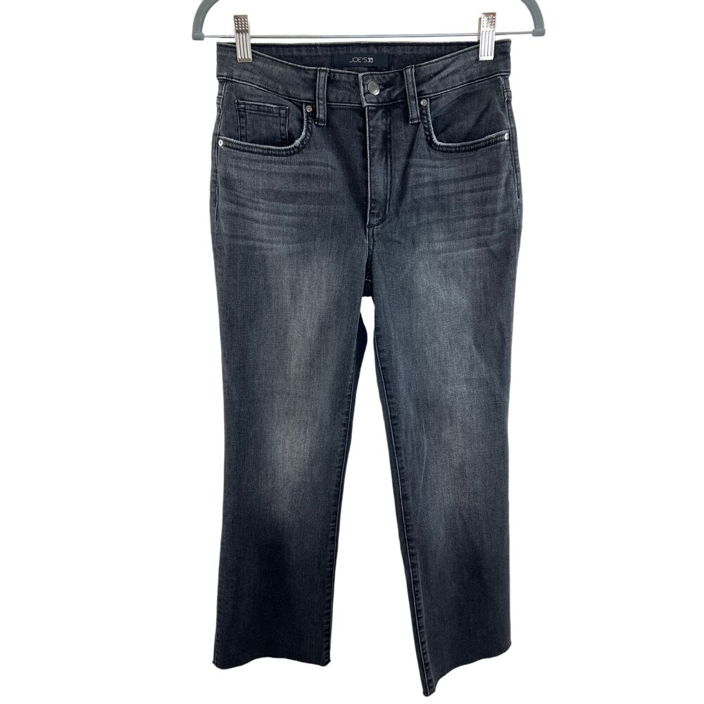 Joe's Jeans Black Cotton Blend High Rise Wide Leg Cropped Denim Jeans Size 27